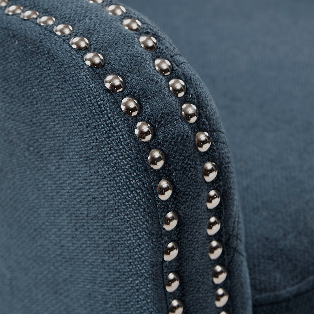 27" Accent Chair,Wood High Density Foam Modern Style For Living Room, Blue Dark Blue Solid Wood