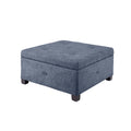Soft Close Storage Ottoman Blue Polyester