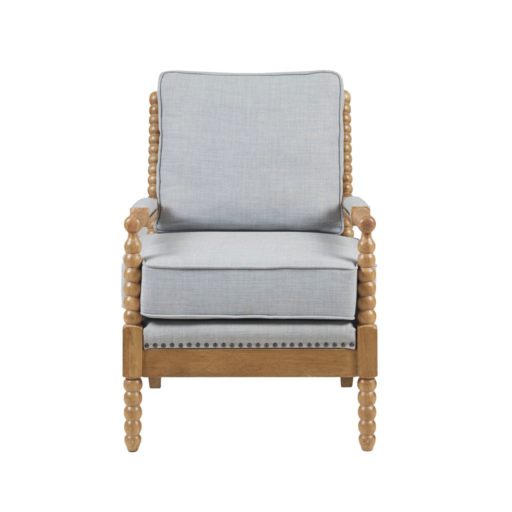 Accent Arm Chair Light Blue Camel Oak Polyester