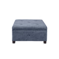 Soft Close Storage Ottoman Blue Polyester