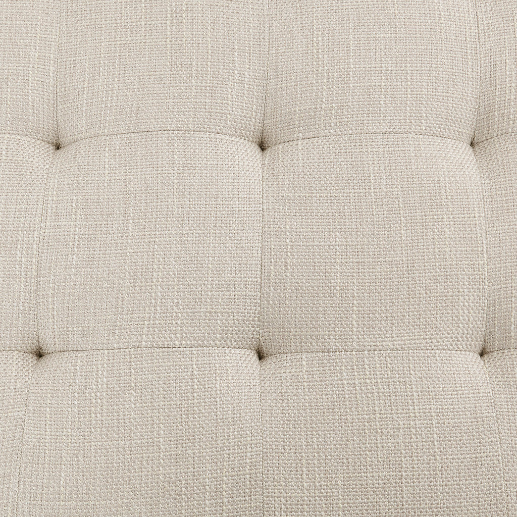 Square Shape Button Tufted Upholstered Metal Base Ottoman Coffee Table Ivory Polyester