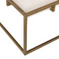 Square Shape Button Tufted Upholstered Metal Base Ottoman Coffee Table Ivory Polyester