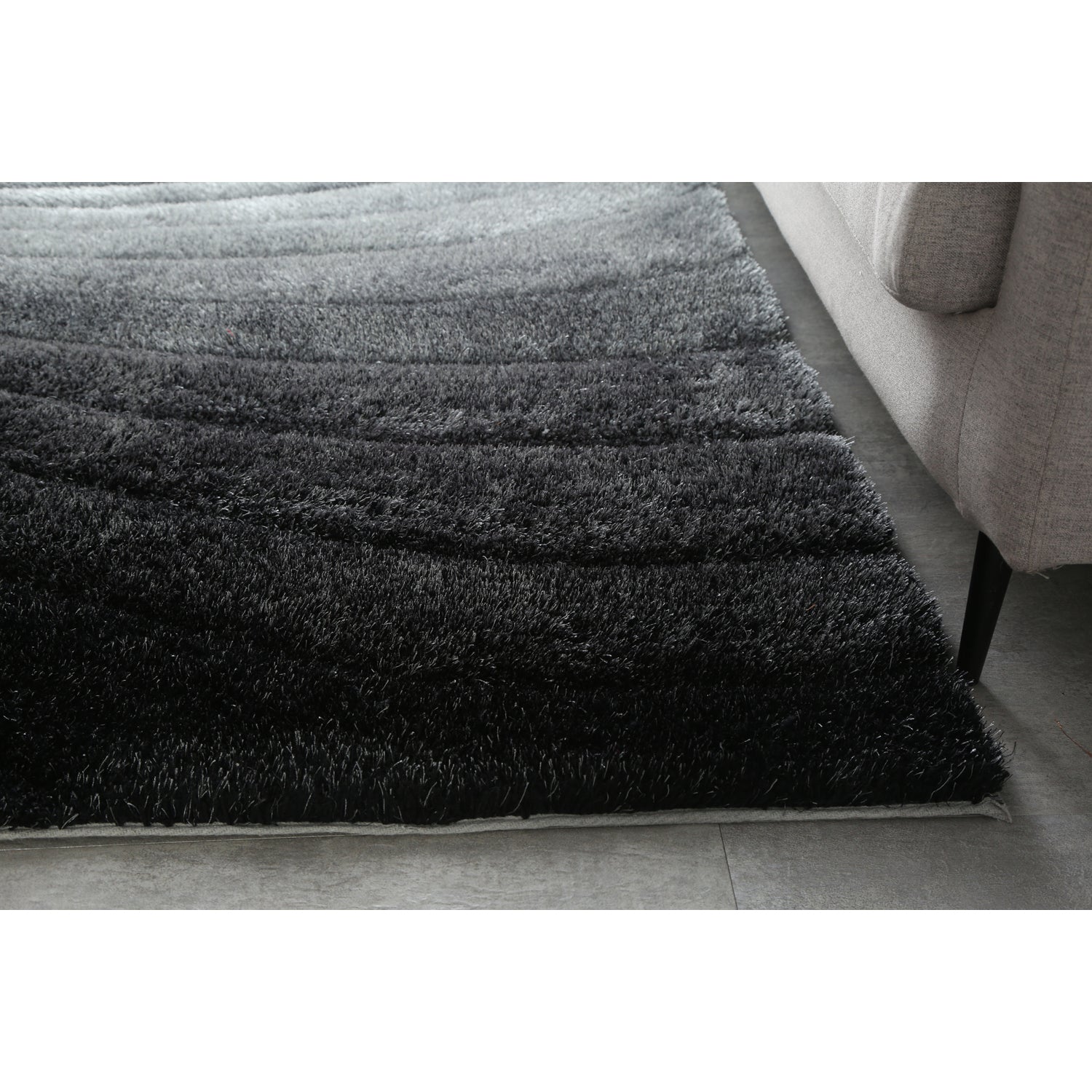 "3D Shaggy" Hand Tufted Area Rug Grey Polyester