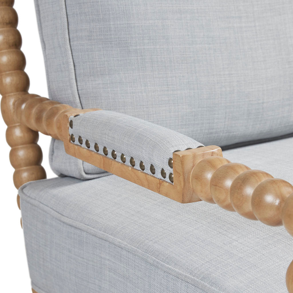 Accent Arm Chair Light Blue Camel Oak Polyester