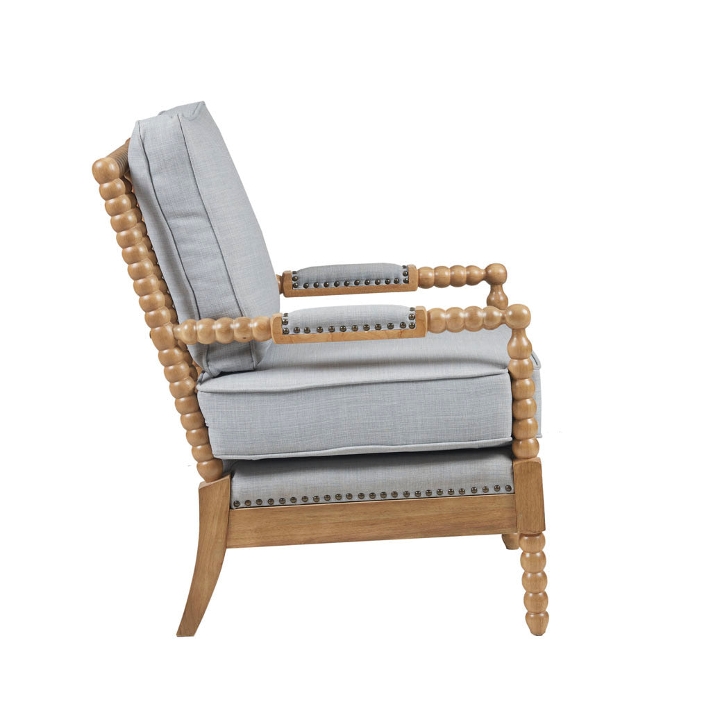 Accent Arm Chair Light Blue Camel Oak Polyester