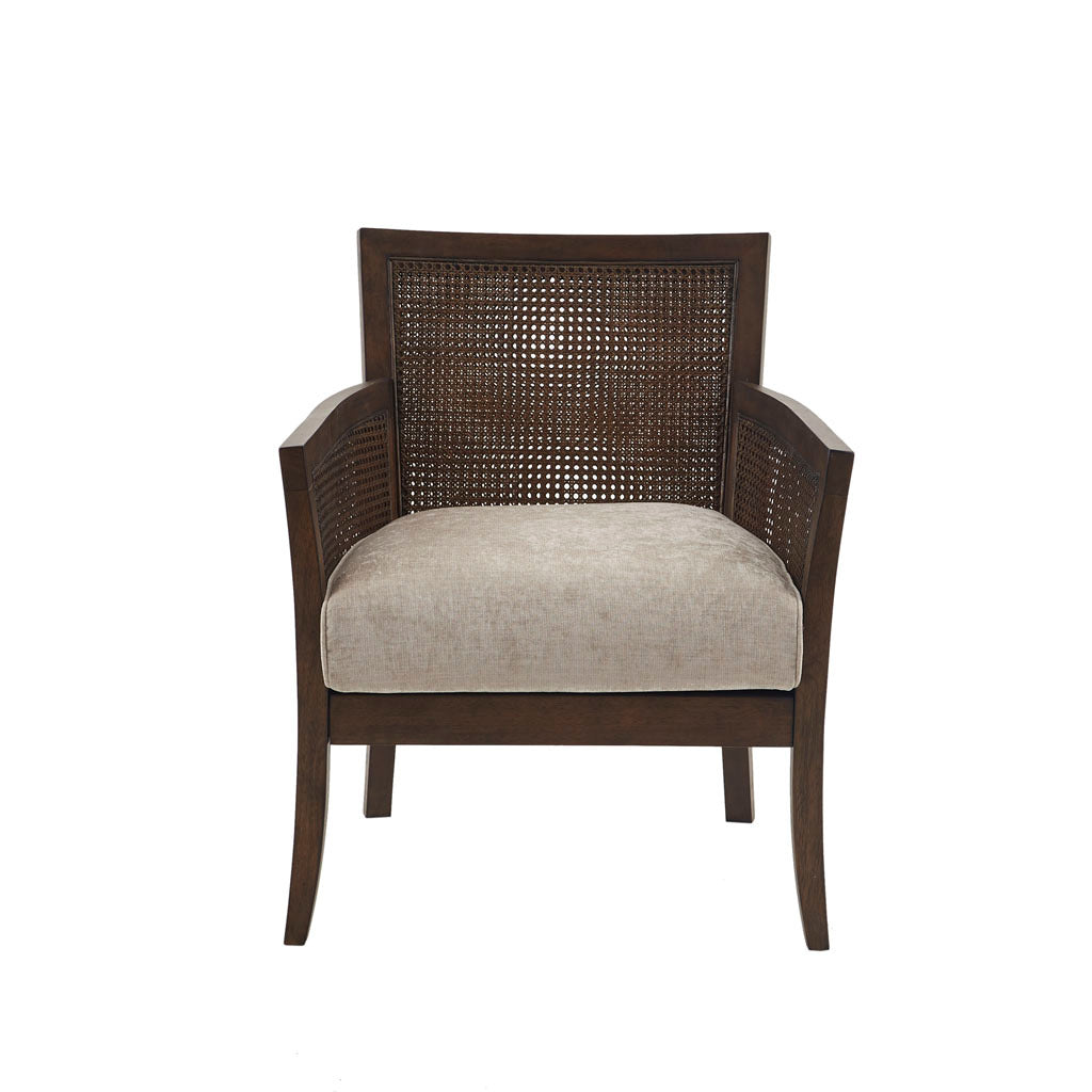 Cane Armchair Tan Espresso Polyester
