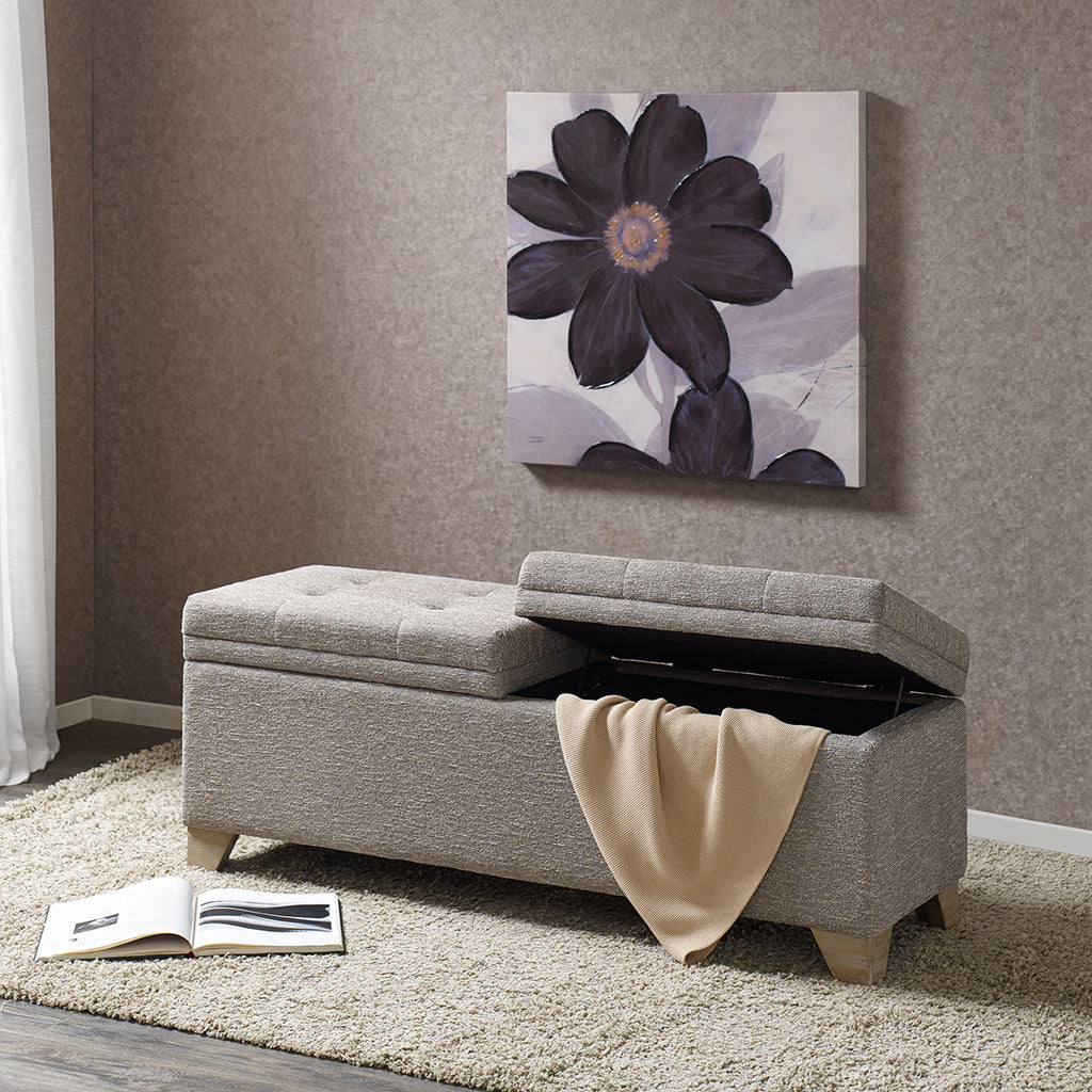 Soft Close Storage Bench Grey Multi Polyester