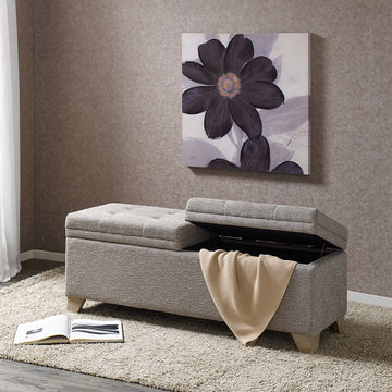 Soft Close Storage Bench Grey Multi Polyester