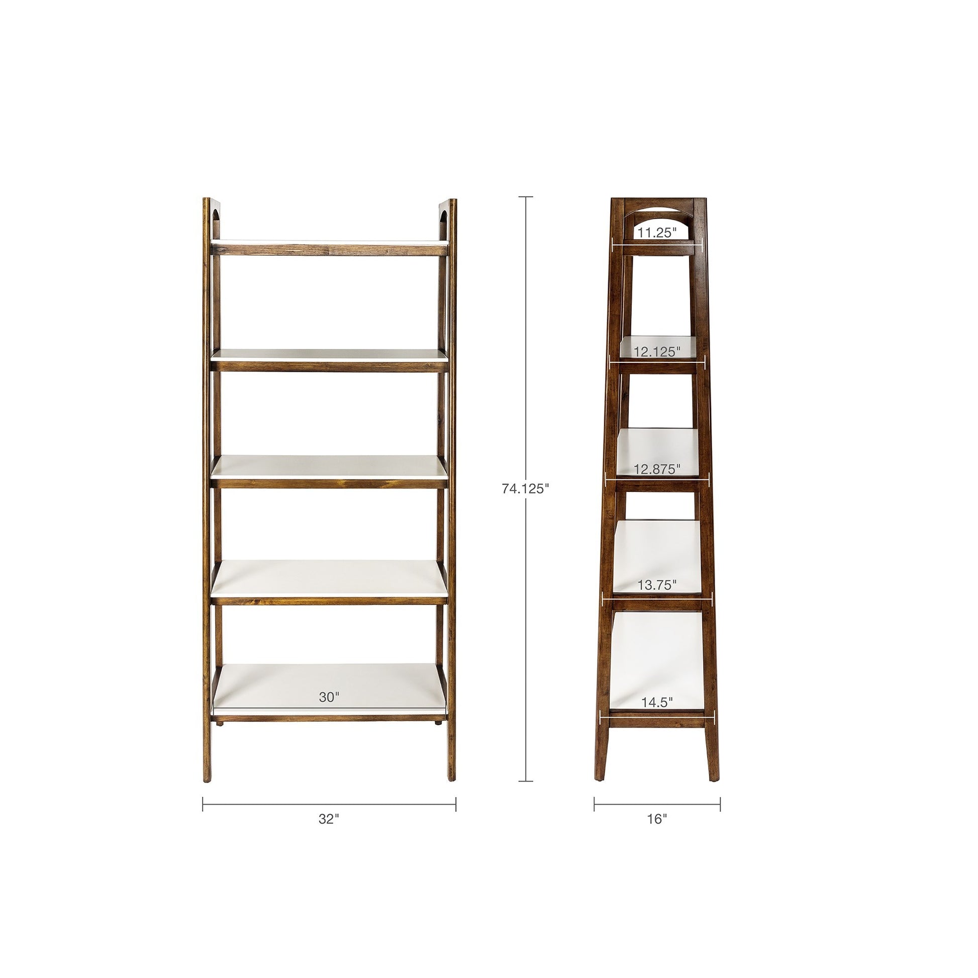 Shelf Bookcase Off White Pecan Wood