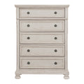 Wire Brushed White Finish 1Pc Chest Of Drawers With Ball Bearing Glides Transitional Bedroom Furniture White Bedroom Wood