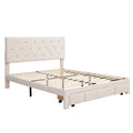 Queen Size Storage Bed Velvet Upholstered Platform Bed With A Big Drawer Beige Beige Velvet