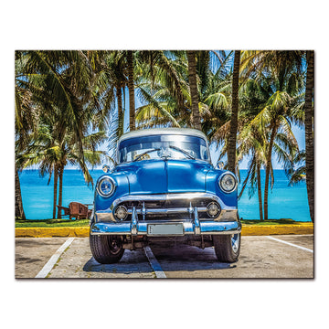 Oppidan Home "Classic Car At The Beach" Acrylic Wall Art 32"H X 48"W Multicolor Acrylic