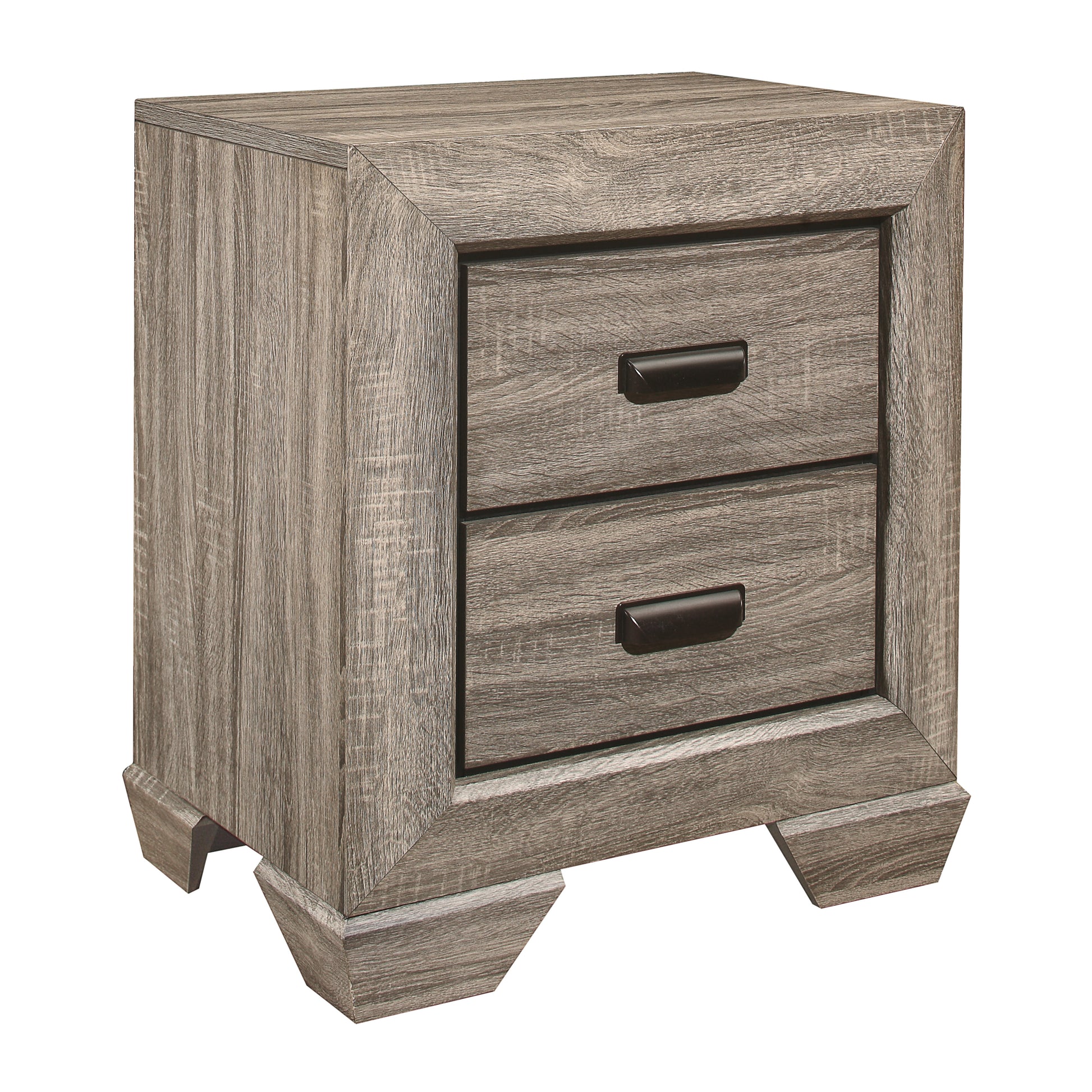 Natural Finish 1Pc Nightstand Flat Cup Pulls Two Dovetail Drawers Wooden Bed Side Table Bedroom Furniture Natural 2 Drawers Bedroom Wood
