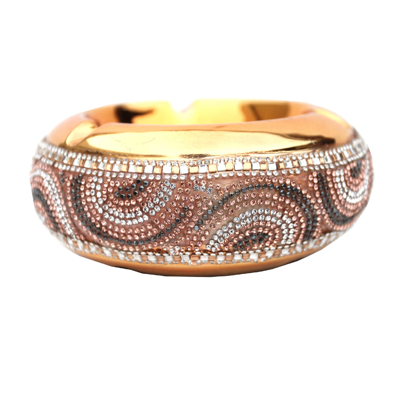 Ambrose Chrome Plated Crystal Embellished Ceramic Ashtray Gold Ceramic
