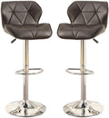 Modern Kitchen Island Stools Brown Faux Leather Stool Counter Height Chairs Set Of 2 Adjustable Height Gas Lift Chrome Base. Brown Dining Room Contemporary,Modern Metal