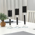 Ambrose Exquisite 3 Piece Candle Holder Set Black Glass