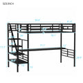 Metal Loft Bed Frame With Desk, No Box Spring Needed,Twin ,Black Twin Black Metal