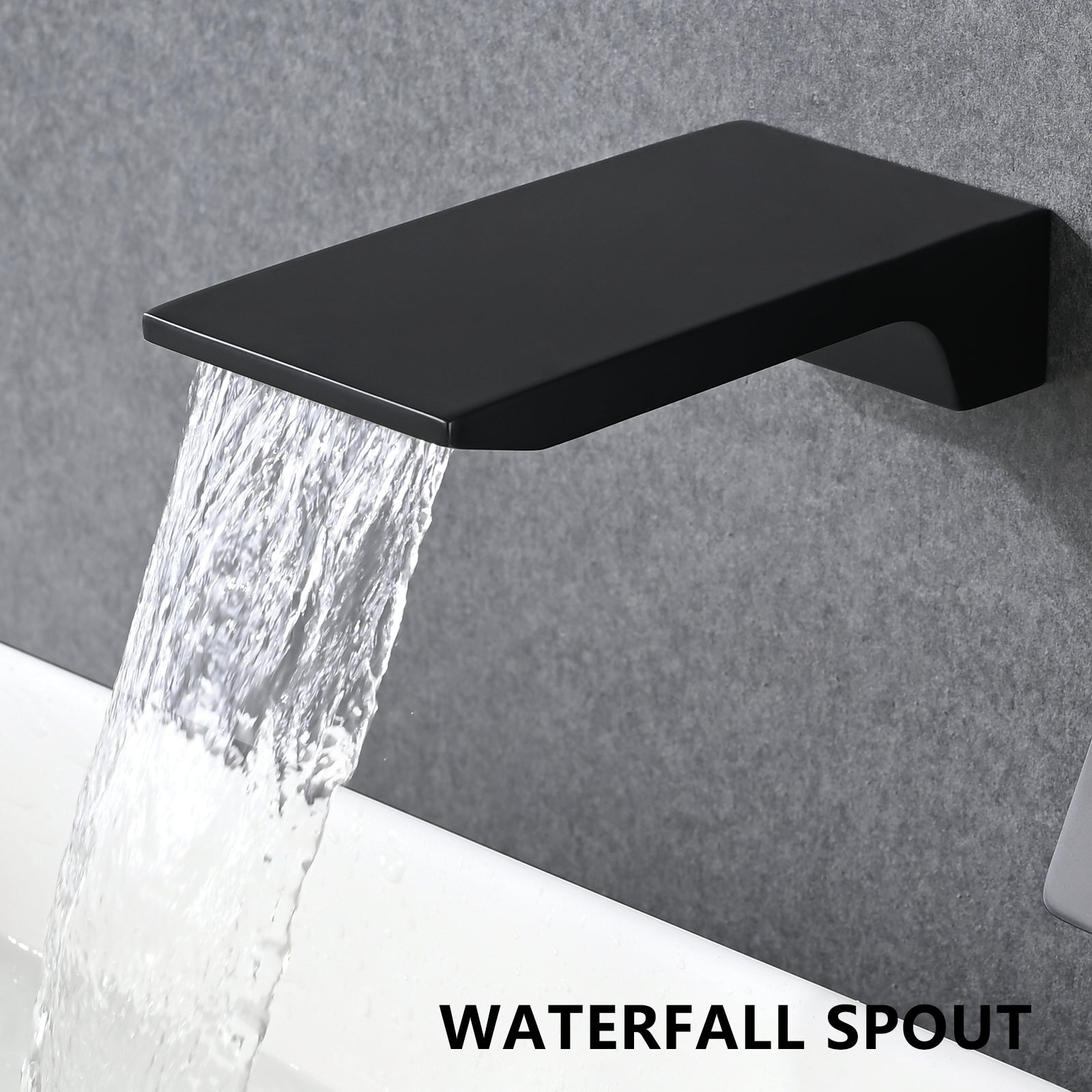 Wall Mount Waterfall Bathtub Faucet Matte Black Stainless Steel