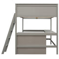 Full Size Loft Bed With Shelves And Desk, Wooden Loft Bed With Desk Gray Gray Solid Wood