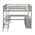 Full Size Loft Bed With Shelves And Desk, Wooden Loft Bed With Desk Gray Gray Solid Wood