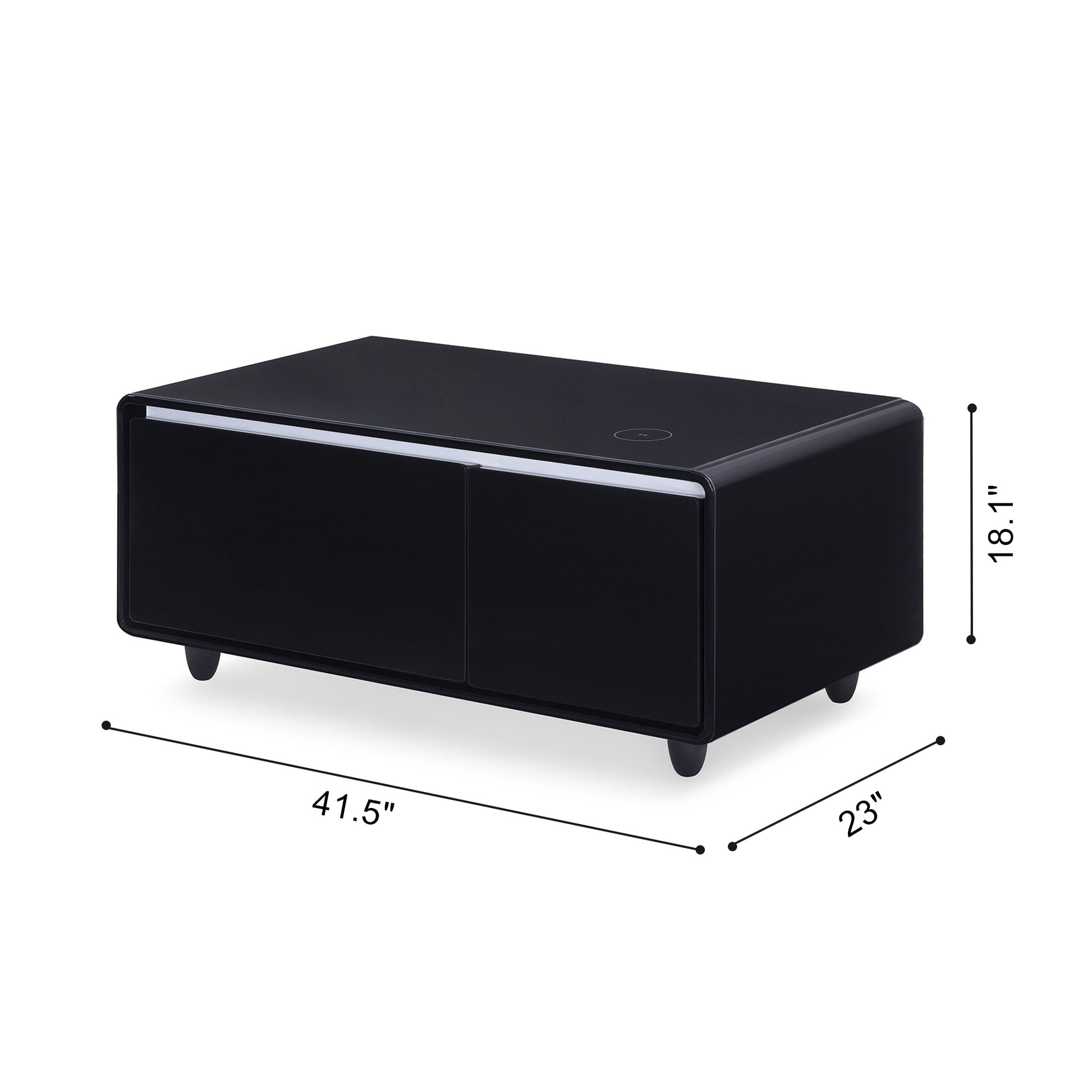 Modern Smart Coffee Table With Built In Fridge, Wireless Charging, Power Socket, Usb Interface, Outlet Protection, Mechanical Temperature Control And Ice Water Interface, Black Black Primary Living Space Luxury,Modern Rectangular Coffee & End Tables Abs