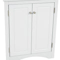 White Triangle Bathroom Storage Cabinet With Adjustable Shelves, Freestanding Floor Cabinet For Home Kitchen White Mdf
