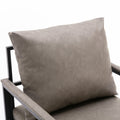 Modern Faux Leather Accent Chair With Black Powder Coated Metal Frame, Single Sofa For Living Room Bedroom, Gray Gray Foam Pu