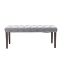 Heng Ming Upholstered Tufted Bench Ottomanvelvet Dining Bench Bedroom Bench Footrest Stool Accent Bench For Entryway Dining Room Living Room, Light Gray Light Grey Velvet