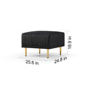 Living Room Ottoman Black Velvet Channel Tufted To Combine With Sectional Sofa Black Foam Velvet