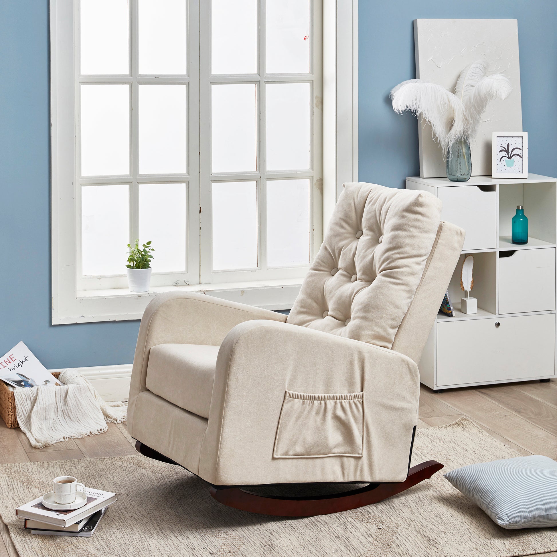 Single Sofa Reclining Chair Japanese Chair Lazy Sofa Tatami Balcony Reclining Sofa Adjustable Chair Beige Metal