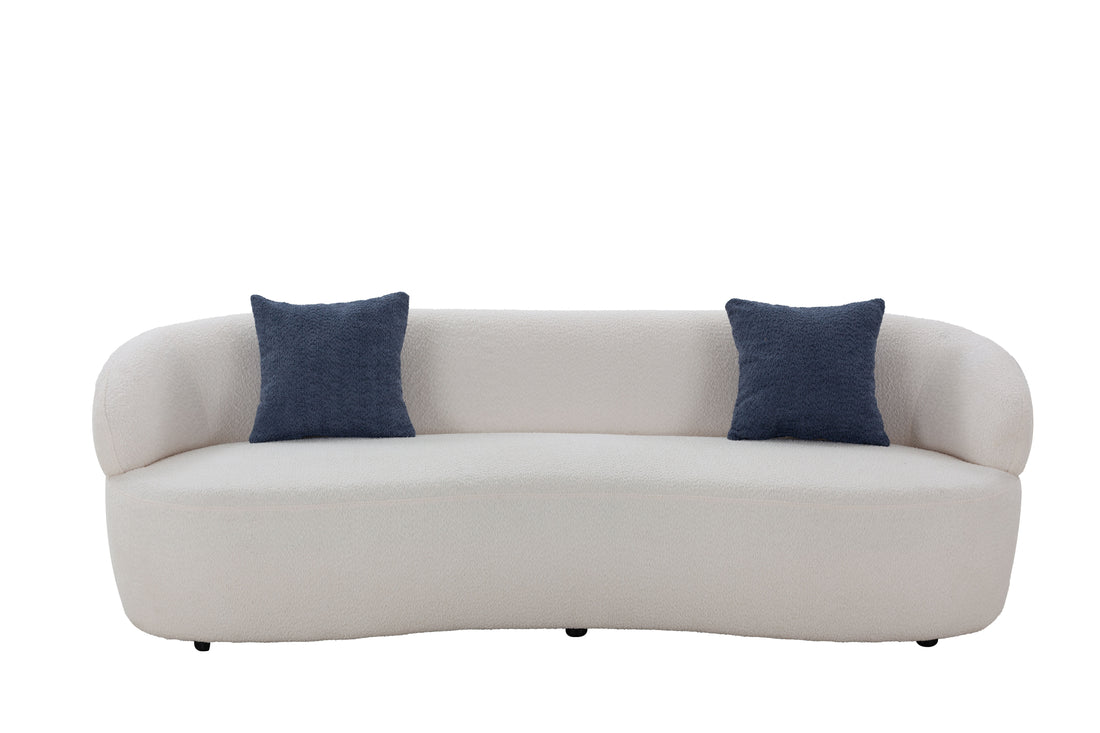 Mid Century Modern Curved Sofa, 3 Seat Cloud Couch Boucle Sofa Fabric Couch For Living Room, Bedroom, Office Beige Beige Upholstered 3 Seat