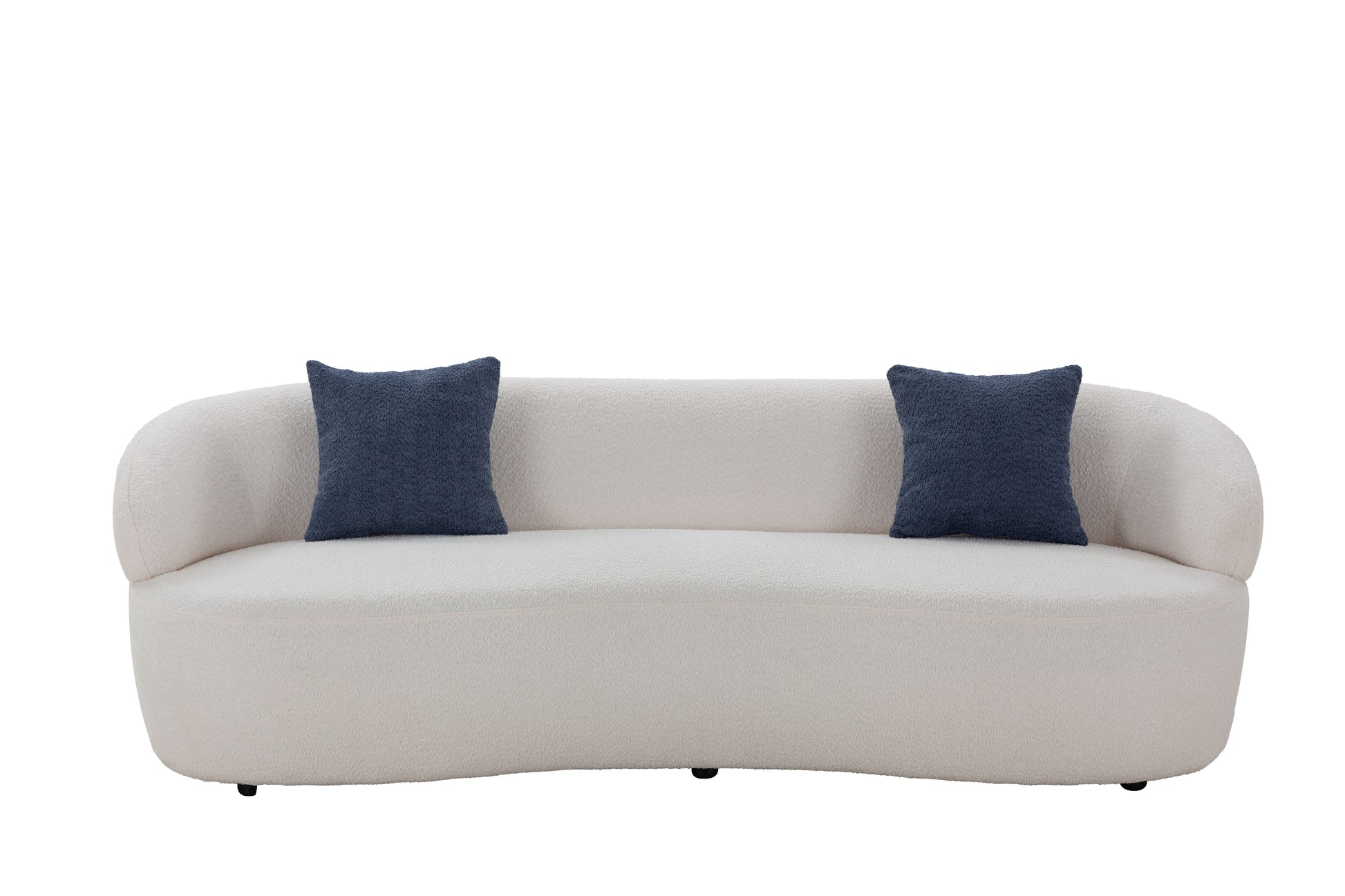 Mid Century Modern Curved Sofa, 3 Seat Cloud Couch Boucle Sofa Fabric Couch For Living Room, Bedroom, Office Beige Beige Upholstered 3 Seat