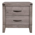 Brownish Gray Finish 1Pc Nightstand Melamine Laminate 2X Drawers Dark Metal Hardware Bed Side Table Brown Gray 2 Drawers Bedroom Wood