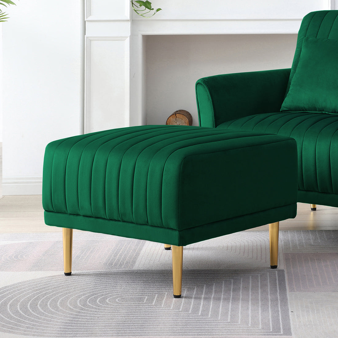 Ottoman Bench For Big Sofas Or Living Room Sofas Green Velvet Green Foam Velvet
