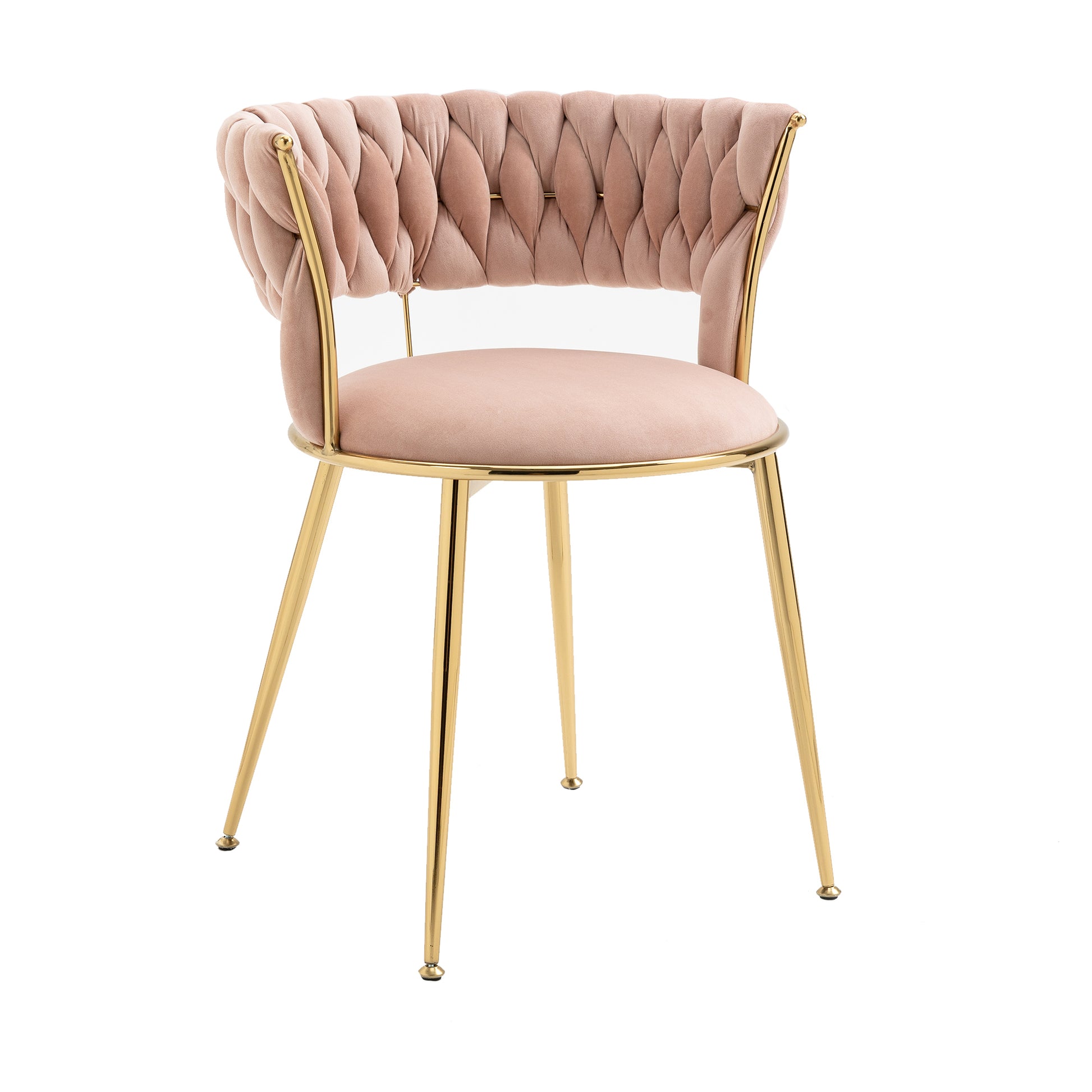 Coolmore Velvet Dining Chairs Set Of 2, Woven Upholstered Dining Chairs With Gold Metal Legs, Modern Accent Chairs For Living Room, Dining Room, Kitchen Pink Velvet Pink Foam Velvet