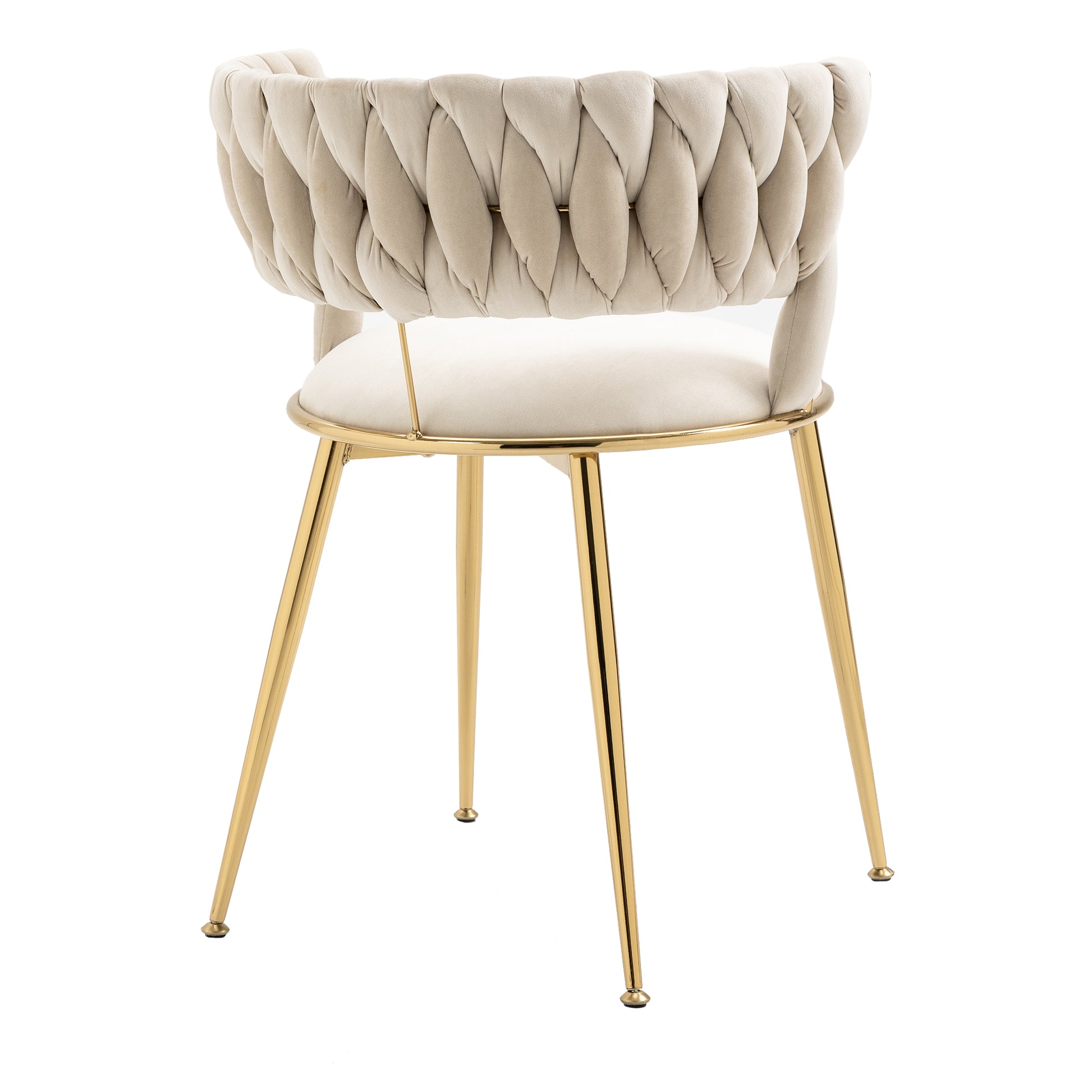 Coolmore Velvet Dining Chairs Set Of 2, Woven Upholstered Dining Chairs With Gold Metal Legs, Modern Accent Chairs For Living Room, Dining Room, Kitchen Ivory Velvet Ivory Foam Velvet
