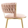 Coolmore Velvet Dining Chairs Set Of 2, Woven Upholstered Dining Chairs With Gold Metal Legs, Modern Accent Chairs For Living Room, Dining Room, Kitchen Pink Velvet Pink Foam Velvet