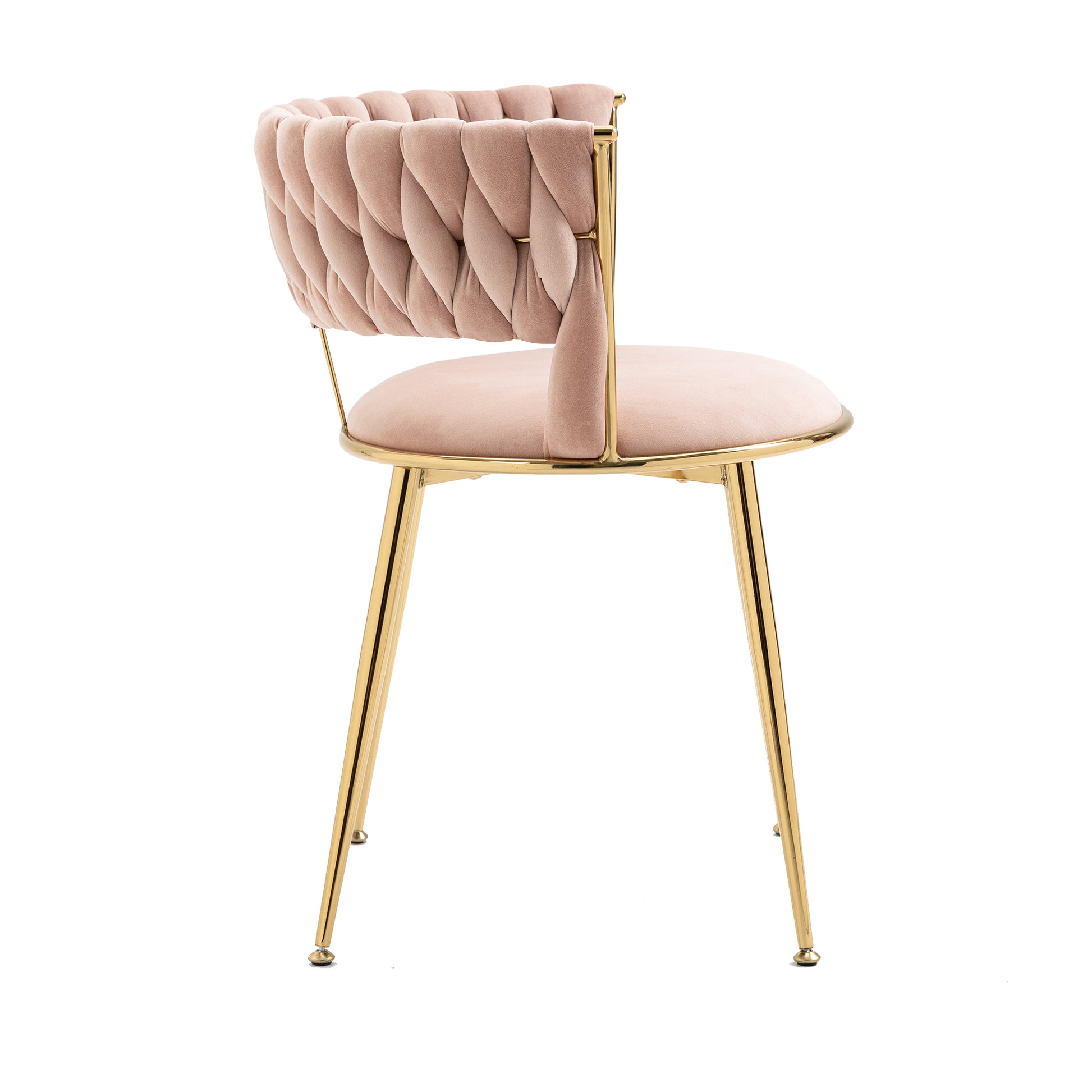 Coolmore Velvet Dining Chairs Set Of 2, Woven Upholstered Dining Chairs With Gold Metal Legs, Modern Accent Chairs For Living Room, Dining Room, Kitchen Pink Velvet Pink Foam Velvet