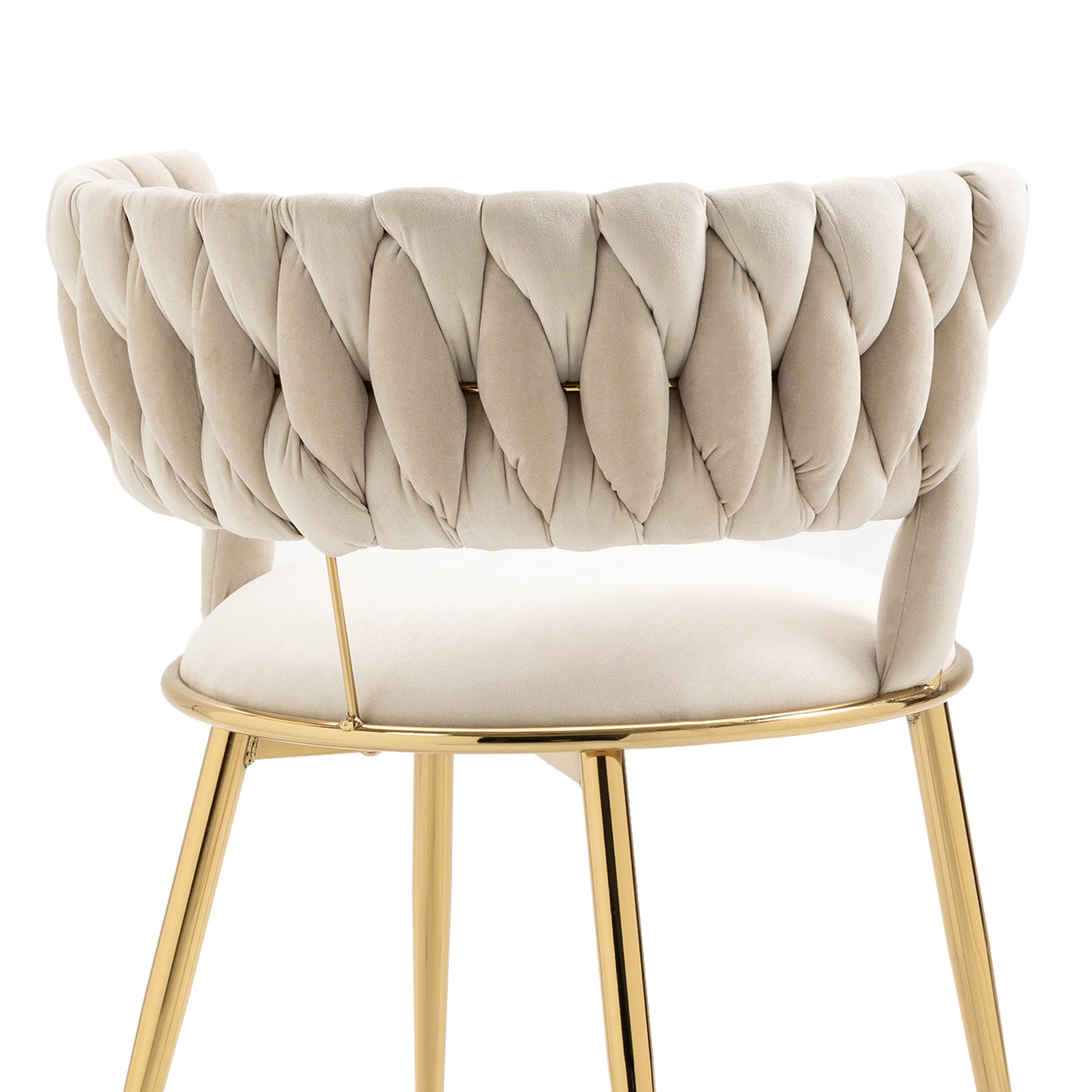 Coolmore Velvet Dining Chairs Set Of 2, Woven Upholstered Dining Chairs With Gold Metal Legs, Modern Accent Chairs For Living Room, Dining Room, Kitchen Ivory Velvet Ivory Foam Velvet