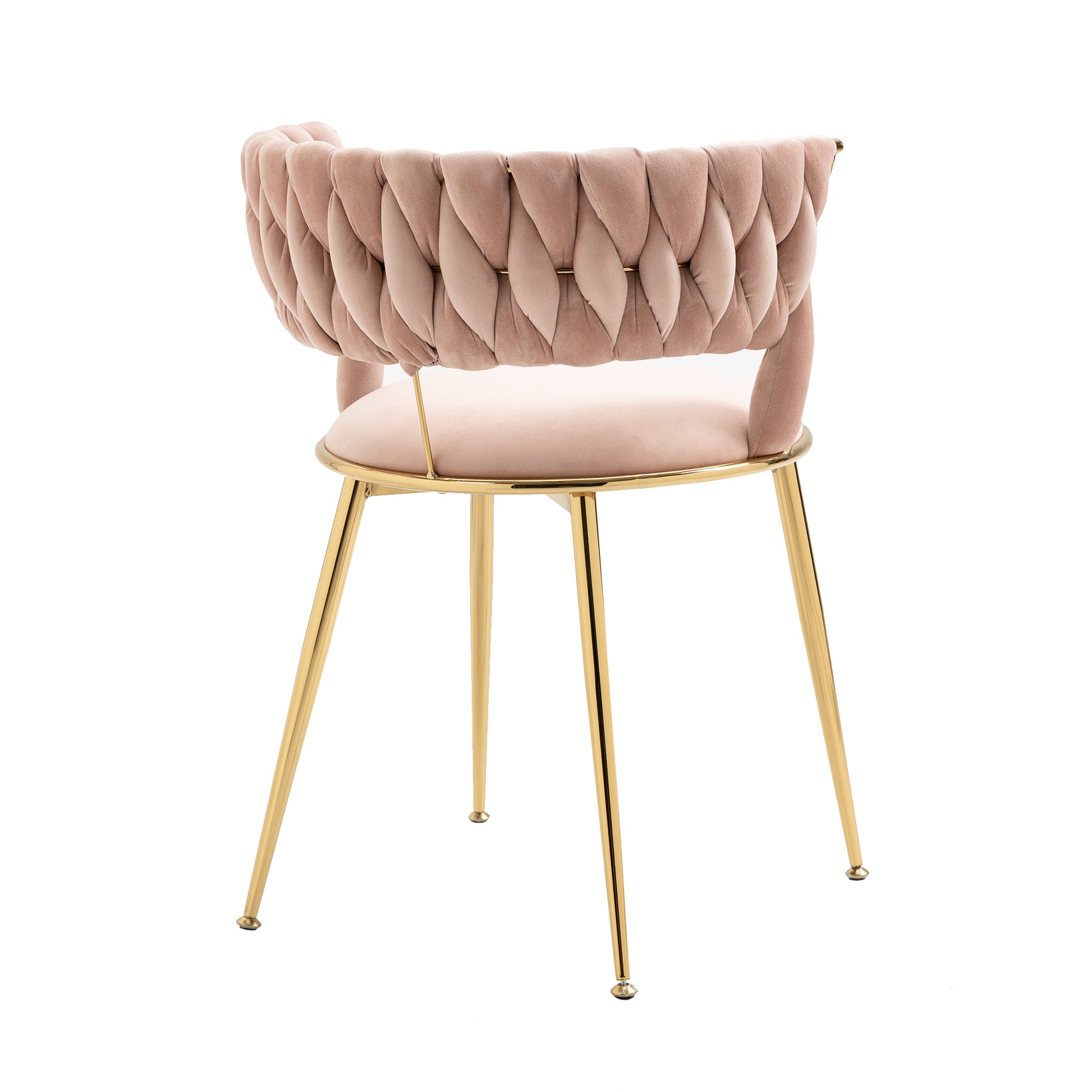 Coolmore Velvet Dining Chairs Set Of 2, Woven Upholstered Dining Chairs With Gold Metal Legs, Modern Accent Chairs For Living Room, Dining Room, Kitchen Pink Velvet Pink Foam Velvet
