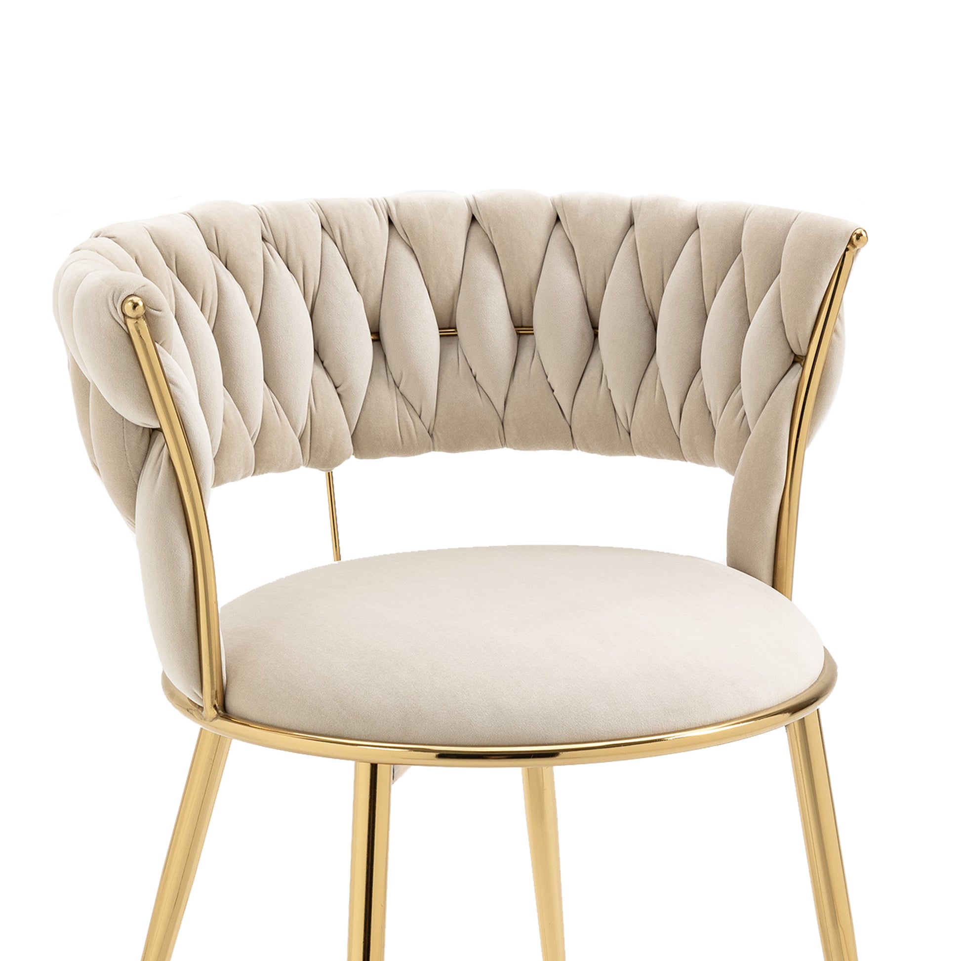 Coolmore Velvet Dining Chairs Set Of 2, Woven Upholstered Dining Chairs With Gold Metal Legs, Modern Accent Chairs For Living Room, Dining Room, Kitchen Ivory Velvet Ivory Foam Velvet