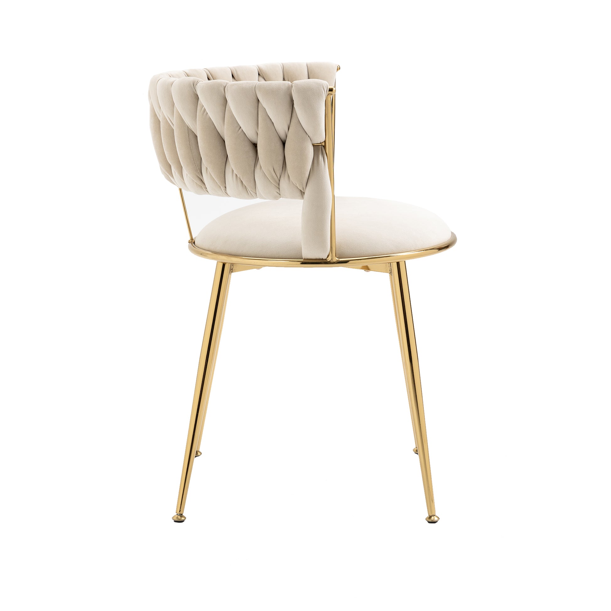 Coolmore Velvet Dining Chairs Set Of 2, Woven Upholstered Dining Chairs With Gold Metal Legs, Modern Accent Chairs For Living Room, Dining Room, Kitchen Ivory Velvet Ivory Foam Velvet