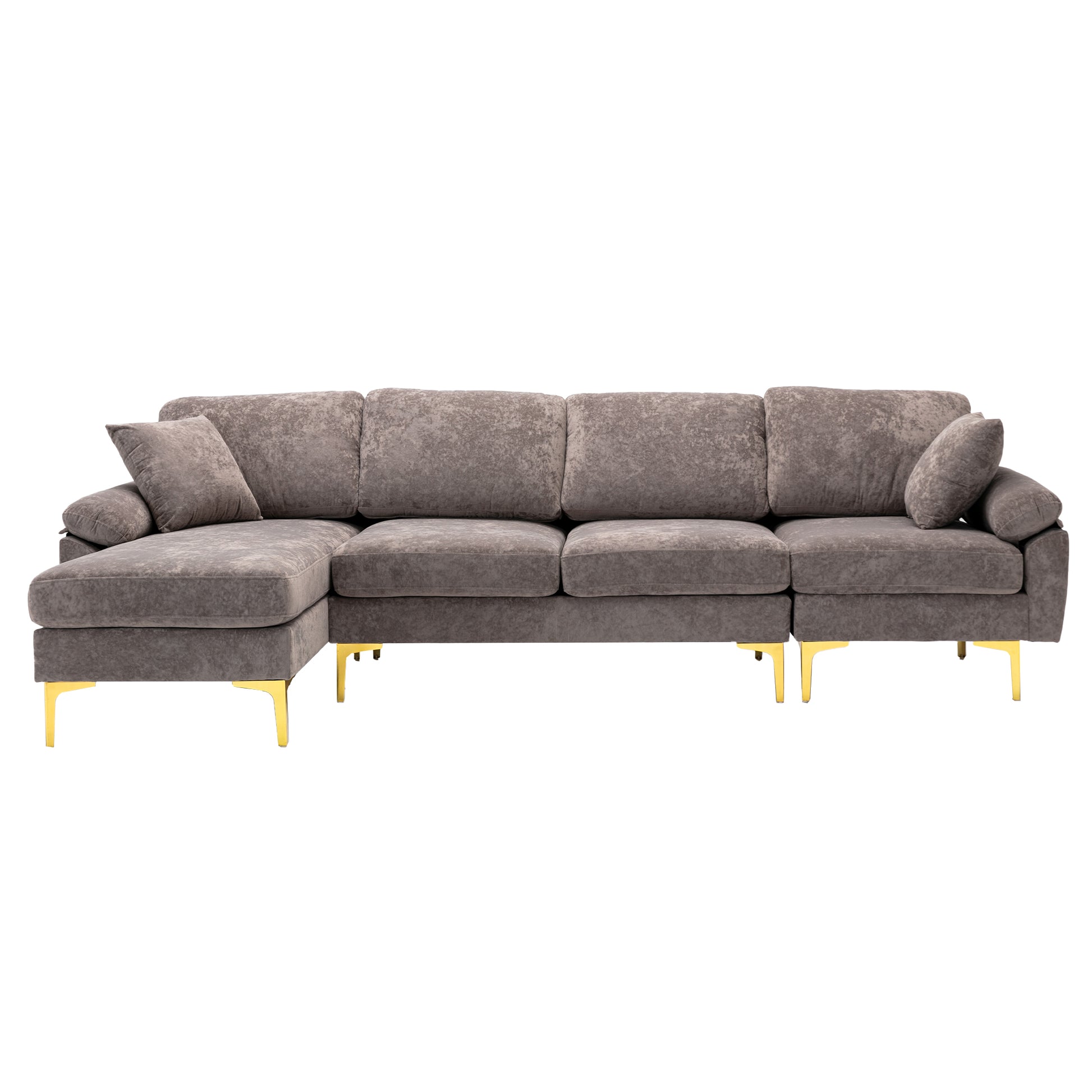 Coolmore U Shape Sectional Sofa With Ottomanreversible Sofa Couch For Living Room,Spacious Furniture,Durable Couch Removable And Machine Washable Cover Grey Velvet Grey Primary Living Space Foam Velvet 4 Seat