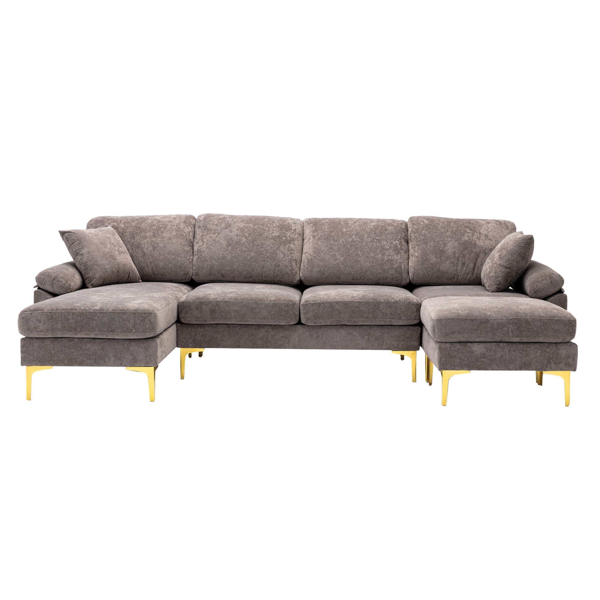 Coolmore U Shape Sectional Sofa With Ottomanreversible Sofa Couch For Living Room,Spacious Furniture,Durable Couch Removable And Machine Washable Cover Grey Velvet Grey Primary Living Space Foam Velvet 4 Seat
