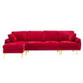 Coolmore U Shape Sectional Sofa With Ottomanreversible Sofa Couch For Living Room,Spacious Furniture,Durable Couch Removable And Machine Washable Cover Red Velvet Red Primary Living Space Foam Velvet 4 Seat