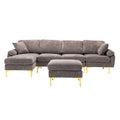 Coolmore U Shape Sectional Sofa With Ottomanreversible Sofa Couch For Living Room,Spacious Furniture,Durable Couch Removable And Machine Washable Cover Grey Velvet Grey Primary Living Space Foam Velvet 4 Seat