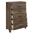 Simple Look Rustic Brown Finish 1Pc Chest Of 5X Drawers Black Metal Hardware Bedroom Furniture Rustic Brown Bedroom Wood