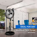 Simple Deluxe 18 Inch Pedestal Standing Fan, High Velocity, Heavy Duty Metal For Industrial, Commercial, Residential, Greenhouse Use, Black Black Metal