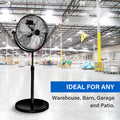Simple Deluxe 18 Inch Pedestal Standing Fan, High Velocity, Heavy Duty Metal For Industrial, Commercial, Residential, Greenhouse Use, Black Black Metal