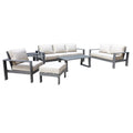 6 Piece Sofa Seating Group With Cushions, Powdered Pewter Pewter Polyester Aluminum